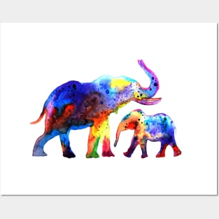 Family elephants Posters and Art